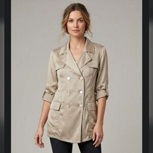 Chico's Tan Button-Down Double-Breasted Shirt